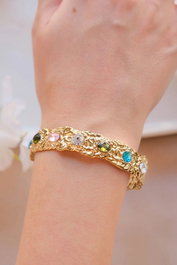 Heliophilia Silver Pulsera de Latón y Circonio Dorada
